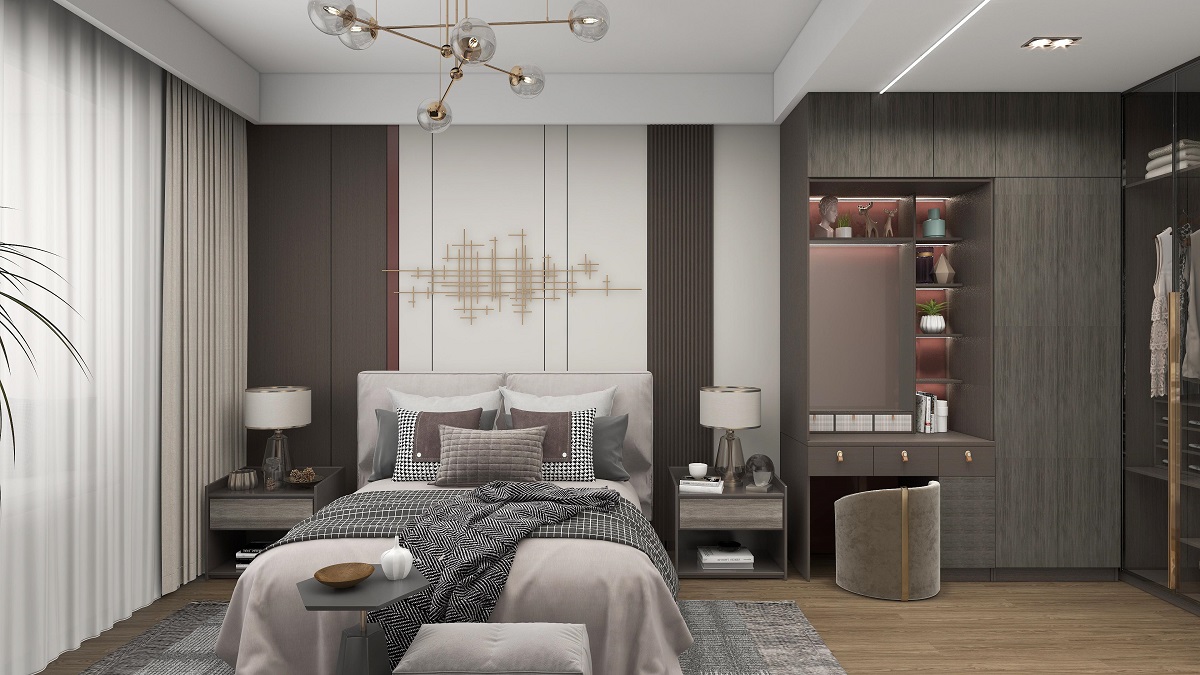 龍湖九里晴川-現(xiàn)代簡約-臥室設計效果圖